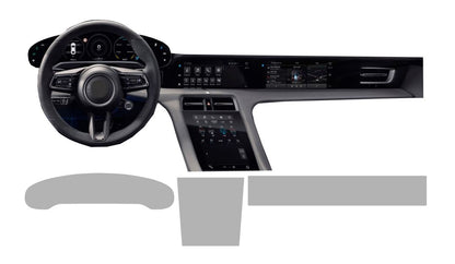 Porsche Taycan all displays including speedometer and passenger display